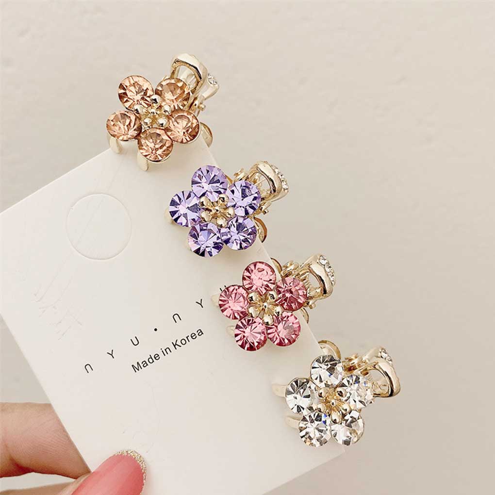 Catch Clip New Crystal Flower Sweet Korean Hairpin Mini Small Crystal Ins Hair Claw Bang Leisure Casual Party Outdoor