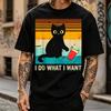 Do What I Want Vintage Black Cat Red Cup Funny My Cat T-Shirt Graphic Streetwear Harajuku Men Clothing High Quality Cotton Tees