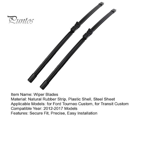 Durable Automotive Wiper Blades 2 Pcs 30"+28" Front for Ford Silent Windshield Wiping Tourneo Transit Custom 2012-2017, Replacement Heavy Duty