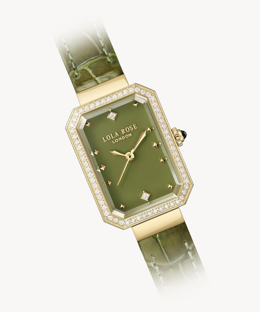 Lollalojeu Ms. Lola Green Onyx Zirconia Leather Wristwatch