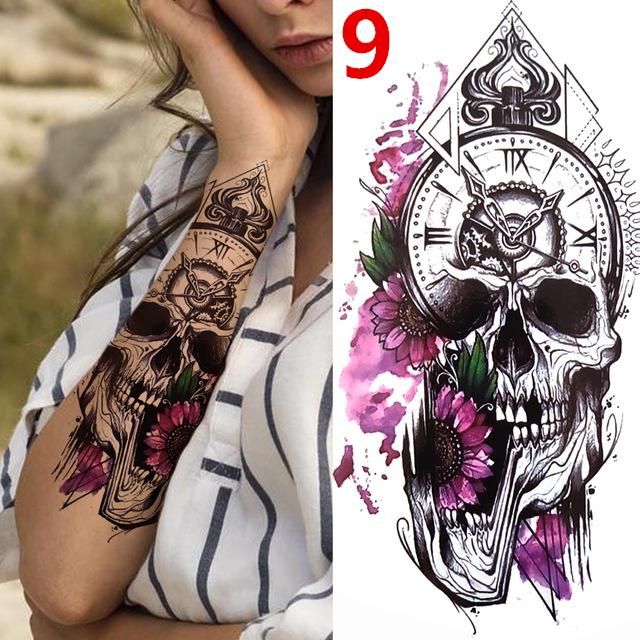 1 Stück Schwarzwald Tattoo Aufkleber Für Männer Frauen Kinder Tiger Wolf Totenschädel Temporäres Tattoo Falsches Henna Skelett Tier Tatoo