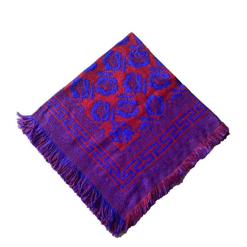 Ethnisch Stil Damen Quadratisches Tuch Mit Blumenmuster Warmes Winteraccessoire Für Damen Mittleren Alters