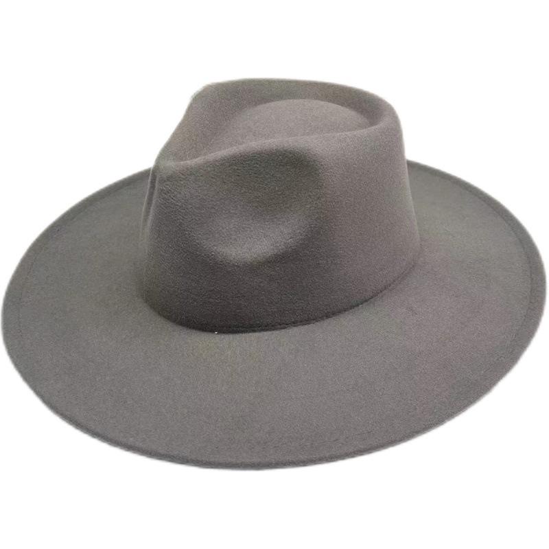 British Hat Retro Woolen Hat Wide Brim Flat Top Top Top Hat Versatile Autumn and Winter Hat Trendy Sun Hat Felt Hat