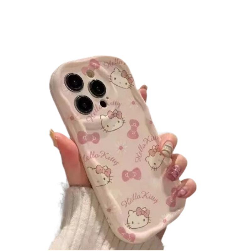 KT Cat Bowknot Drop-proof Phone Case for Apple iPhone 11/12/13/15/16 Pro/17 Pro Max