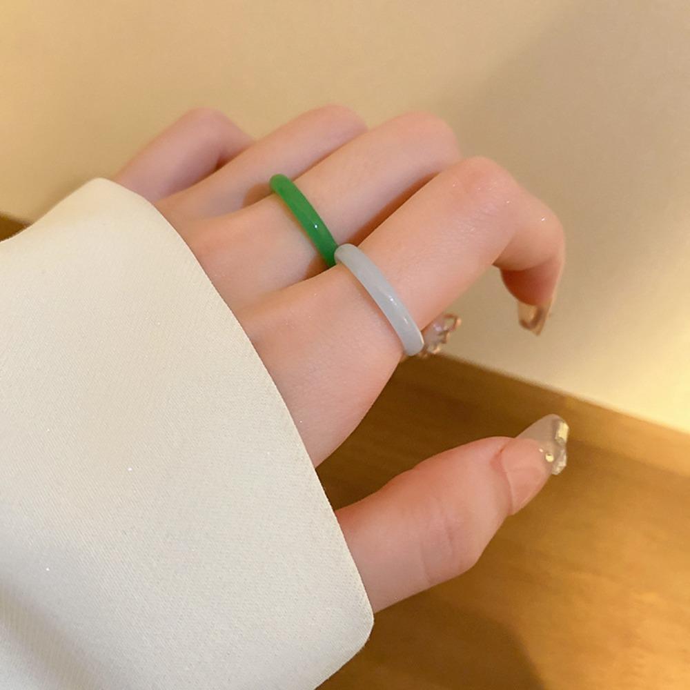 Round Acetic Acid Finger Ring Plastic Korean Style Accessories Vintage Finger Ring  Lady