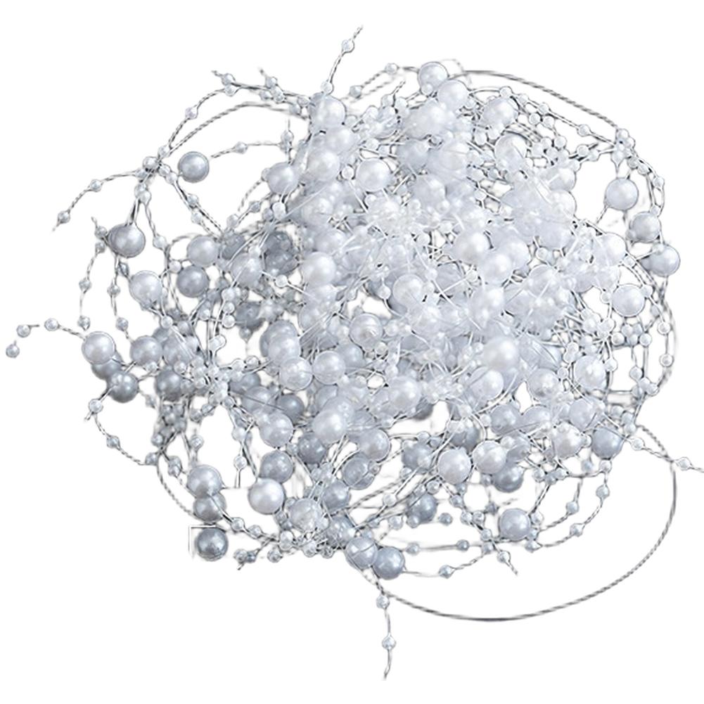 Weihnachtsperlendekoration im europäischen Stil für Feiertags-DIY-Dekor, 2 m Kunststoffornament, Weiß oder Gold