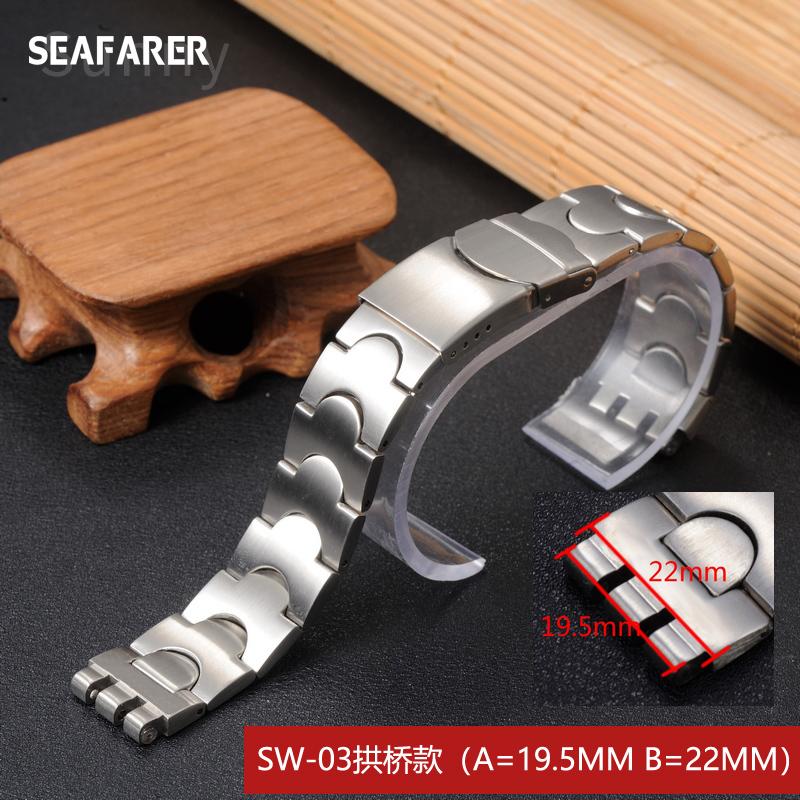 Watchband 23*26mm Sliver Metal Stainless Steel Butterfly Clasp Strap for Swatch YOS440 441 439 Watch Band