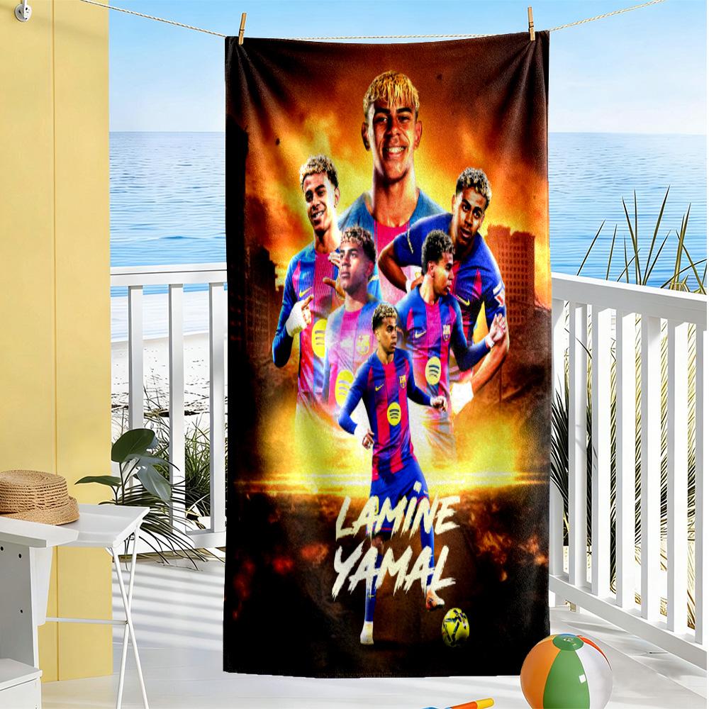Lamine Yamal Spain Champions Celebration Beach Towel Quick-Dry Soft Microfiber Comfortable Lightweight