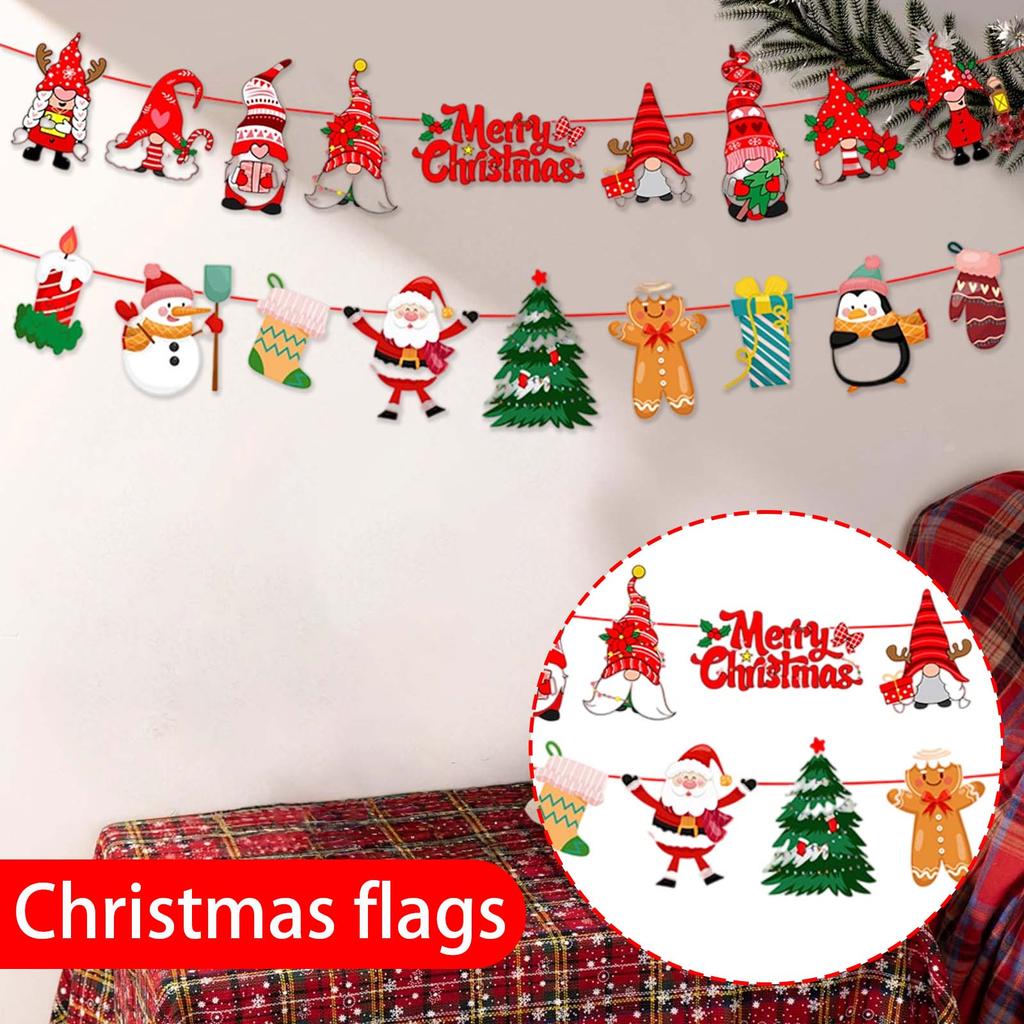 Bandeira de Natal Floco de Neve Boneco de Neve Papel de Carta Bandeira Layout de Local de Festa de Feriado Puxar Flor