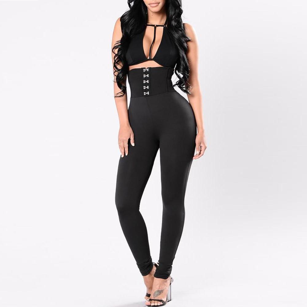 Høy midje Metallspenne Stramming Svarte Blyantbukser Formfull Rumpe Undertøy Dame Mote Underdeler