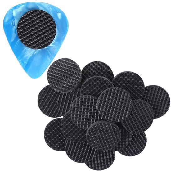 20Pcs Guitar Pick Grip Self-adhesive Guitar Pick Rubber Anti-sweat Round Ultra Thin Grip for Guitarist