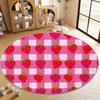 Cute Strawberry Print Round Rug – Soft Washable Non-Slip Circular Mat for Bedroom Bathroom Kids Room