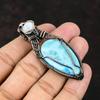 Larimar Kupferanhänger Edelstein Kupferdraht gewickelter Schmuck Regenbogenmondstein Kupferschmuck Handgefertigter Designerschmuck Geschenk für Sie Geschenk für Mama