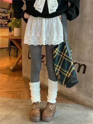 White Lace Anti-Exposure Base Layer Skirt with Sweatshirt Hem - Essential Autumn/Winter Underwear