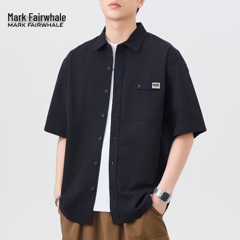 Mark Fairwhale Men s Pure Cotton American Style Short Sleeve Shirt 2026 Summer L