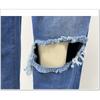 Jeans lunghi da donna a vita alta strappati con orlo sfilacciato comodi a gamba larga
