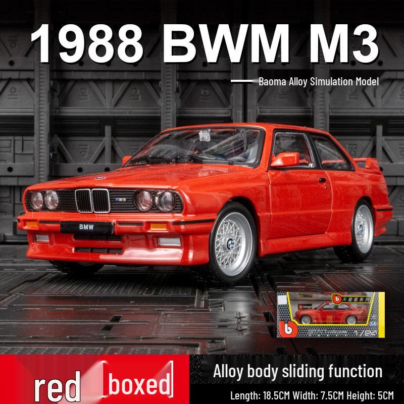 

Bburago 1988 E30 M3 Спортивный автомобиль Коллекция моделей из сплава Ретро украшение красный