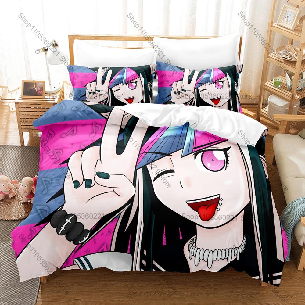 Danganronpa 2 Ibuki Mioda Bedding Set, Duvet Cover & 2 Pillowcases, Punk Rock Character Pattern Breathable All Season