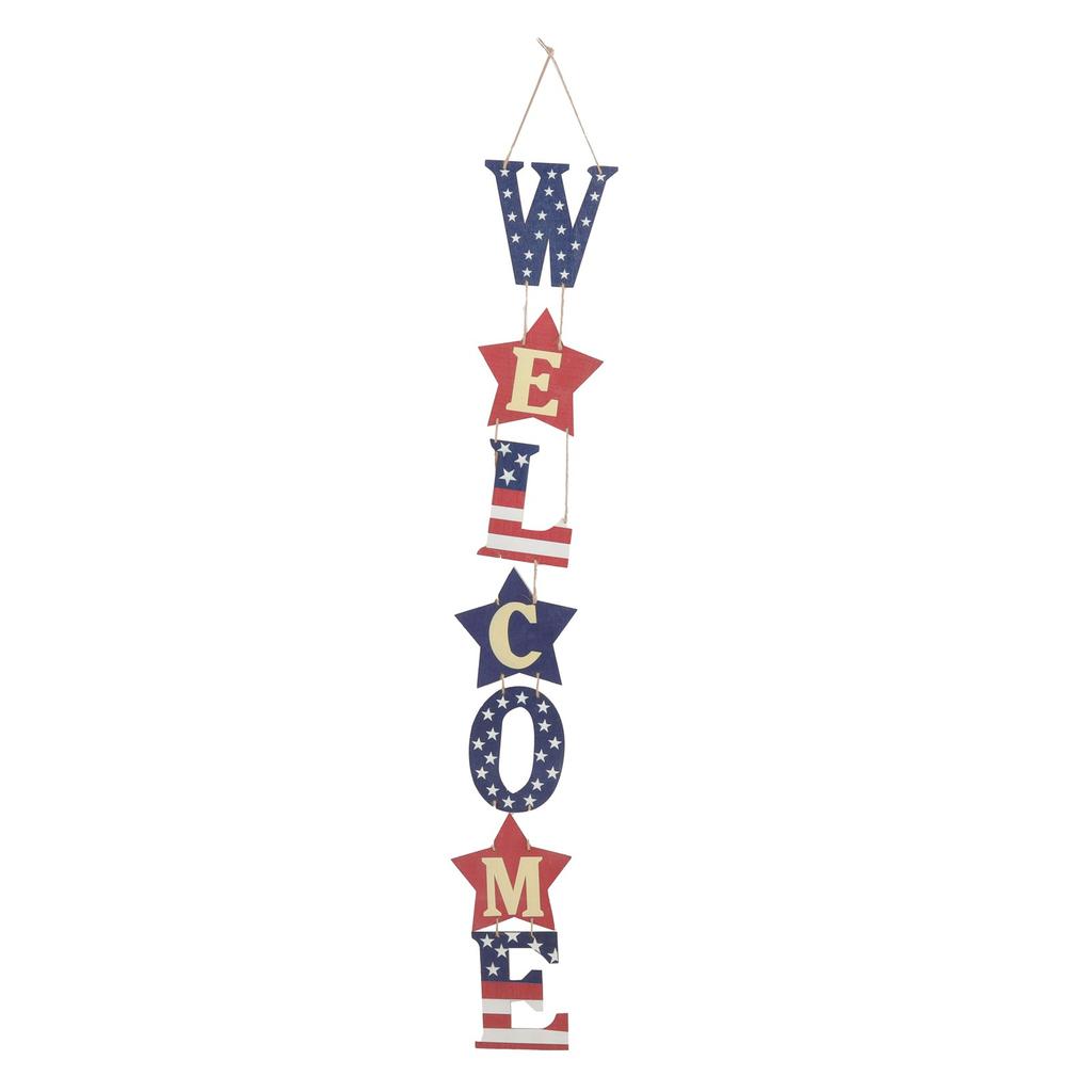 Independence Day Door Hanging Ornaments Wooden Decorative Pendant for Home Shopwindow Decoration