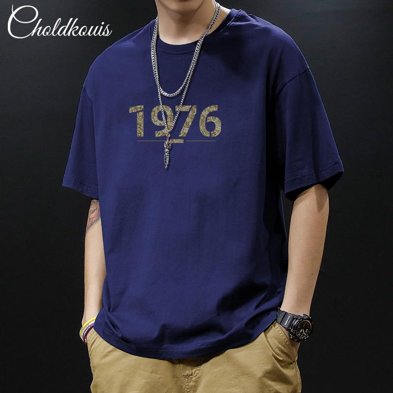 

Cotton short sleeved men s summer Korean style trendy loose and simple T-shirt top L