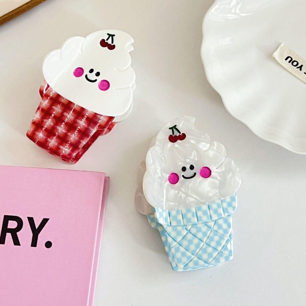 Acetic Acid Ice-cream Cone Hair Claw Cute Delicious Food Claw Clip Ice Cream Shark Clip  Daily