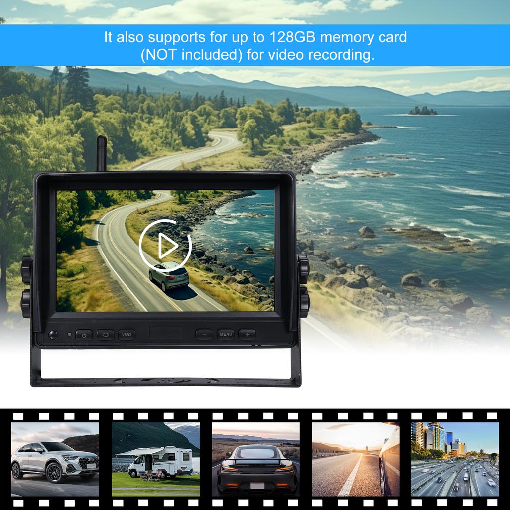 Wireless Backup Camera and Display Kit 7in HD Display 120 Degrees  Wide Angle IP69 Proof 150m Transmission
