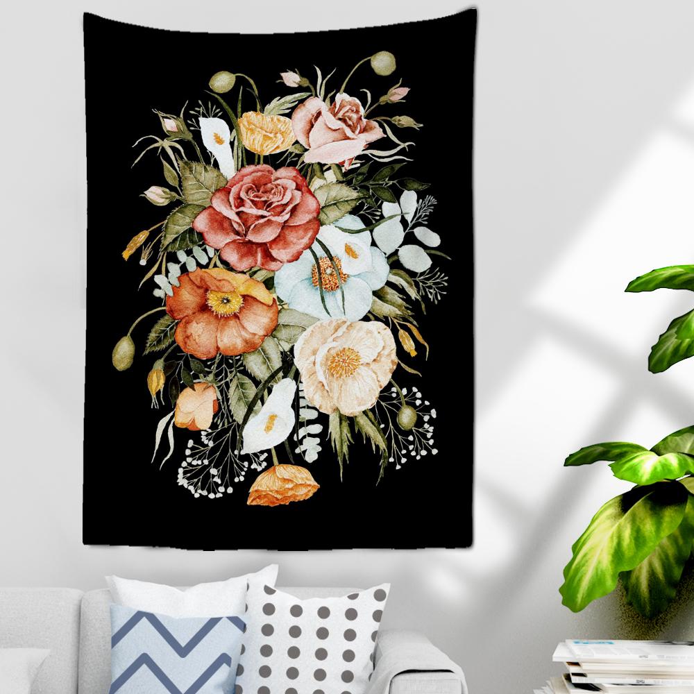 Kwiatowy Obraz Olejny Gobelin Wiszący na Ścianie Ins Minimalistyczna Sztuka Hippie Tapiz Psychodeliczny Czarownictwo Pokój Dziewczyny Wystrój