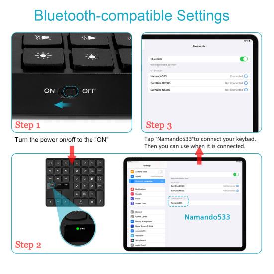 35 Keys Drawing Rechargeable Fast Charging Mini Numpad Long Standby Time Portable Bluetooth-compatible