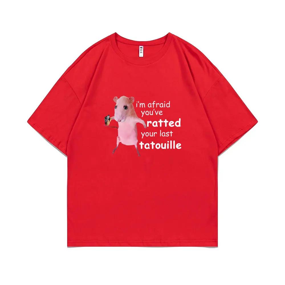 I'm Afraid You've Ratted Your Last Tatouille Graphic T-shirt Funny Pink Rat Print T Shirts Man Woman Fashion Oversized Tshirt