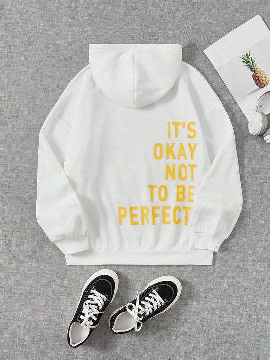 European and American women's clothing multi-color letter printing versatile casual long-sleeved pullover loose hooded sweater
