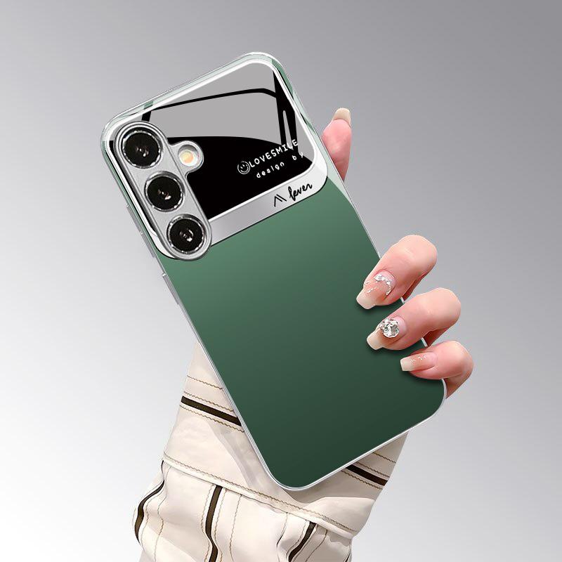 Green Frame Pure Color Pattern 2D Phone Case for Samsung S26 S25 S24 S23 S22 S21 S20 A56 A36 A16 - Glass Protective Cover