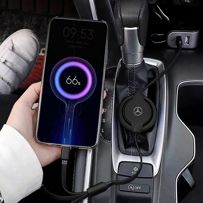 Car Interior 3 In 1 Charging Charger Cable Micro Type-C USB Hubcap Cover For Mercedes Benz AMG GLC GLE CLA W204 W205 W206 W211 VF6
