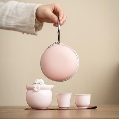 Pink Handmade Flower Tea Cup Tea Pot Kung Fu Set Ceramic Teapot Teacup Set Portable Chinese Tea Set