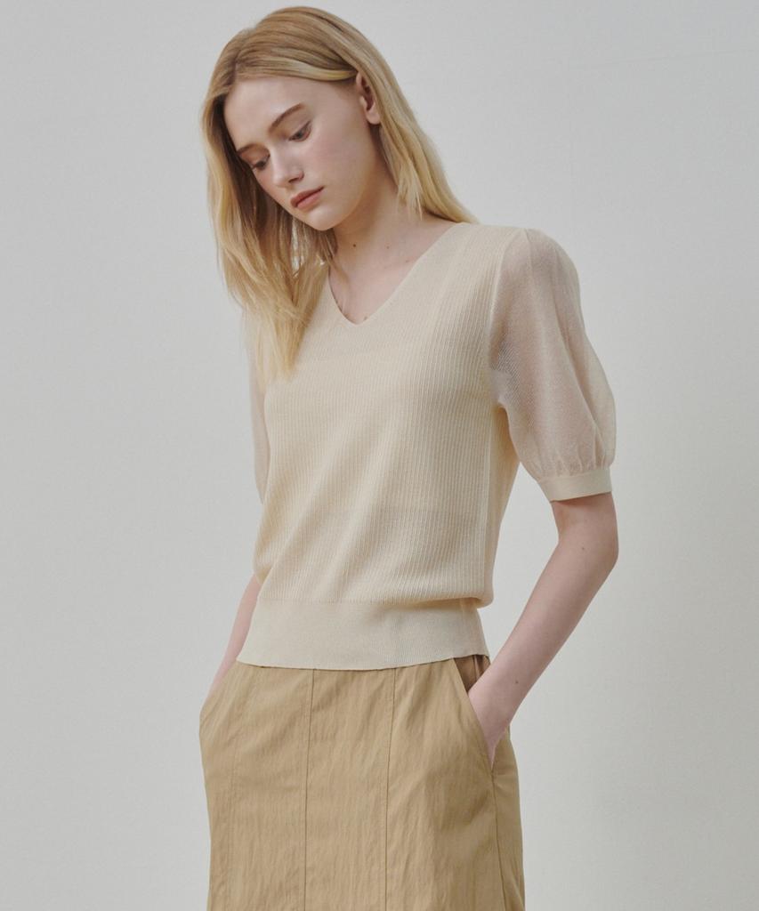 Ollibeudeollibeu Contrast Sleeve V-Neck Pullover Ok6Mp6110