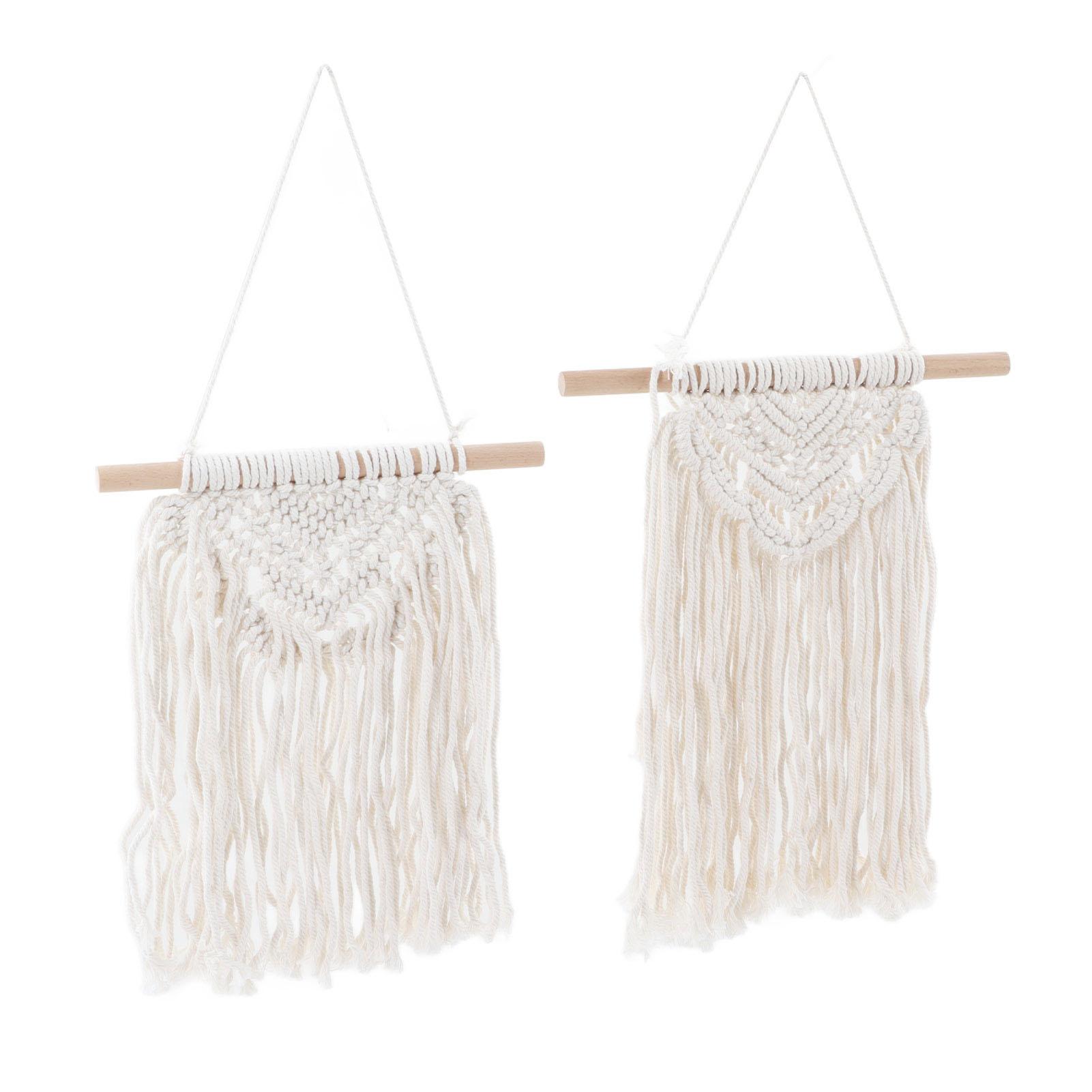 2pcs Macrame Wall Hanging Lace Tassel Boho Style Polyester Oak Decorative Macrame Wall Decoration for Party Wedding