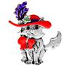 Wear Red Hat Christms Cat Brooches For Women Animal Design Fashion Accessories Winter Kitty Pin Good Gift