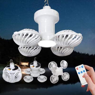2-in-1 Folding LED Lantern Fan with Hook Dimmable Strong Airflow Waterproof Remote