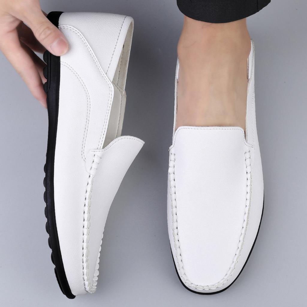 Sommer Herrenschuhe Business Casual Schuhe, Atmungsaktive Lederschuhe Leichte Herren Sojabohnenschuhe, Übergröße Schuhe Mode Weiße Schuhe