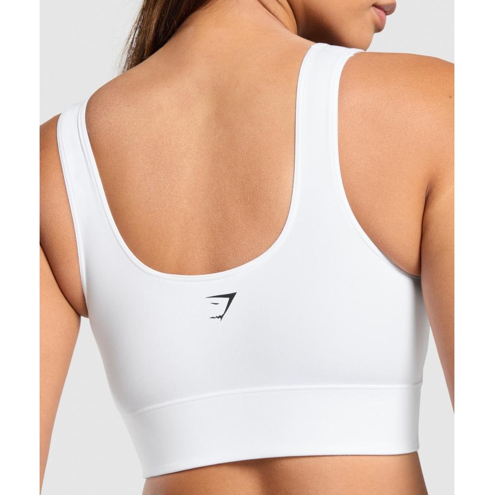 Gymshark Longline Sports Bra White B4a9l Wbbm