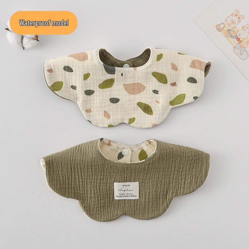 Dwustronny, wodoodporny śliniaczek dla niemowląt w stylu koreańskim z płatkami, wykonany w 100% z gazy bawełnianej