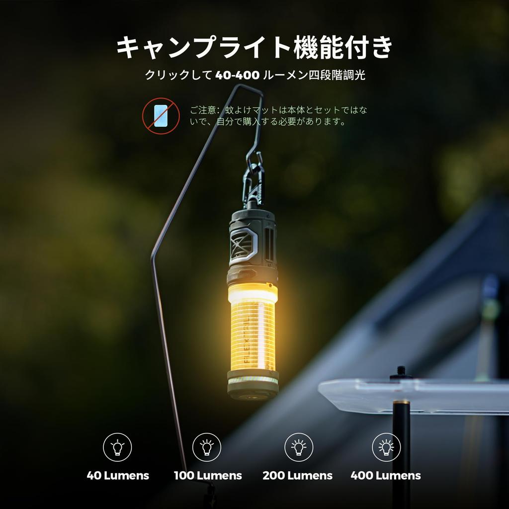 FLEXTAILGEAER TINY REPELLER Mosquito Repellent Mat Heater with Camping Pest Control 4800mAh USB for Indoor and Outdoor Use Light, Device, Battery,