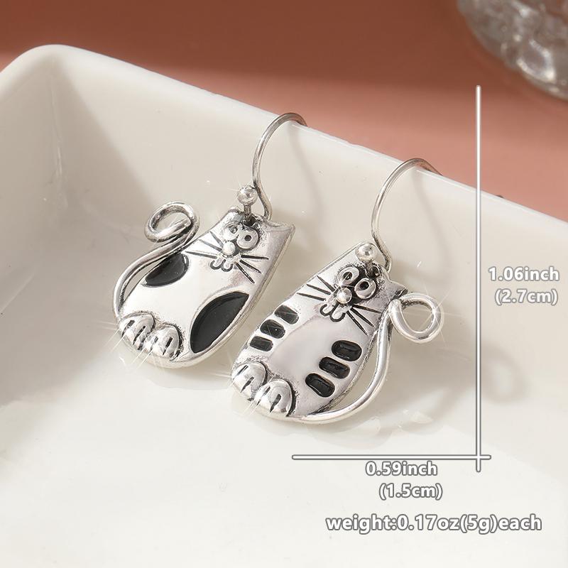 

Vintage Copper Color Metal Carving Cat Earrings Simple and Unique Geometry Party Dangle Earrings for Women Zircon медный