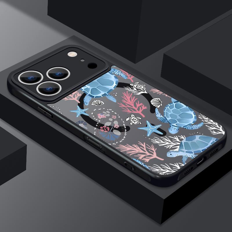 Sea Turtle Conch Whale Pattern Case For iPhone 17 Pro Max Funda iPhone 16 15 14 13 Pro Max Rugged Bumper Magnetic For Magsafe Shockproof Cover