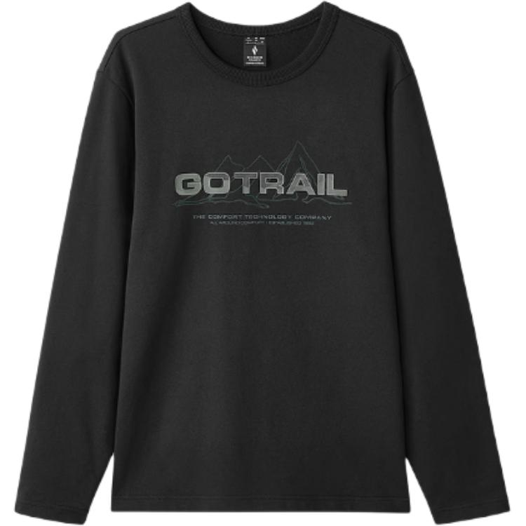 Skechers Outdoor Series Round Neck Fashion Pullover Long Sleeve Sweatshirt Men sweatshirt Carbon-Black L424M085-0018 M