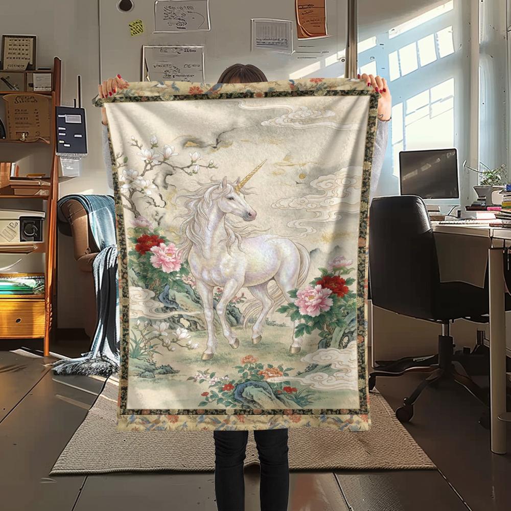 Unicorn Animal Print Flannel Blanket, High quality Comfortable for All Seasons, Home Decor, Warmth and Comfort, Perfect for Christmas Gifts139