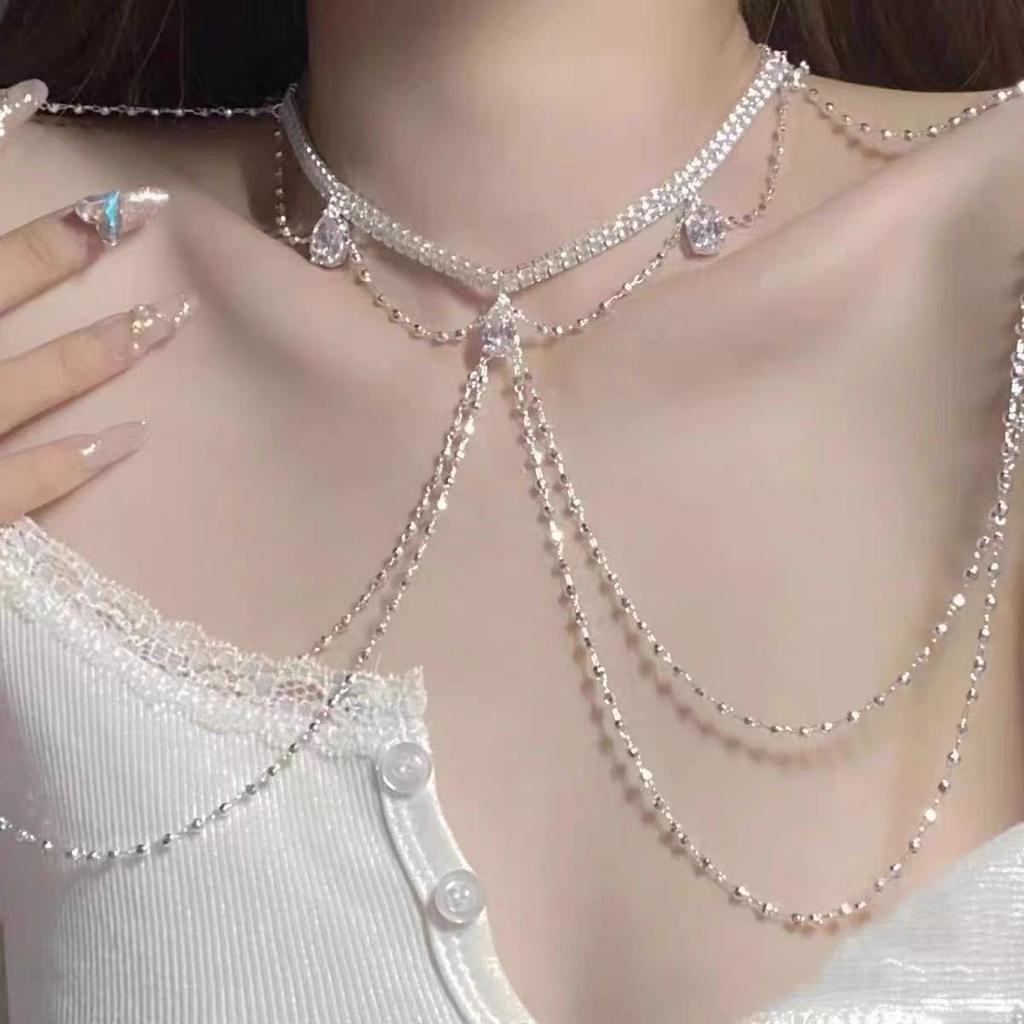 Exotic trend fierce girl body chain chest chain exaggerated high-end collar chain sequin pure erotic back chain decoration woman