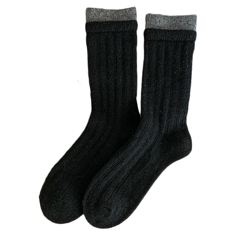 Gray Socks Stacking Socks Fleece Thickened Warm Wool Socks Color Matching Double-Layer Cashmere Medium Tube Socks