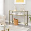 VASAGLE Console Table, Tempered Glass Table, Modern Sofa or Entryway Table, Metal Frame, 2 Shelves, Adjustable Feet, for Living Room, Hallway