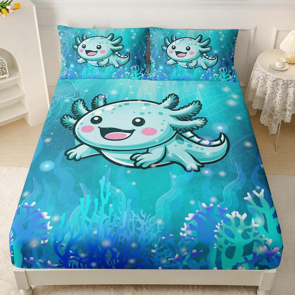 Undersea Creature Dolphin Pattern Mattress Three-Piece Digital Printing Bedding Set Adult Children