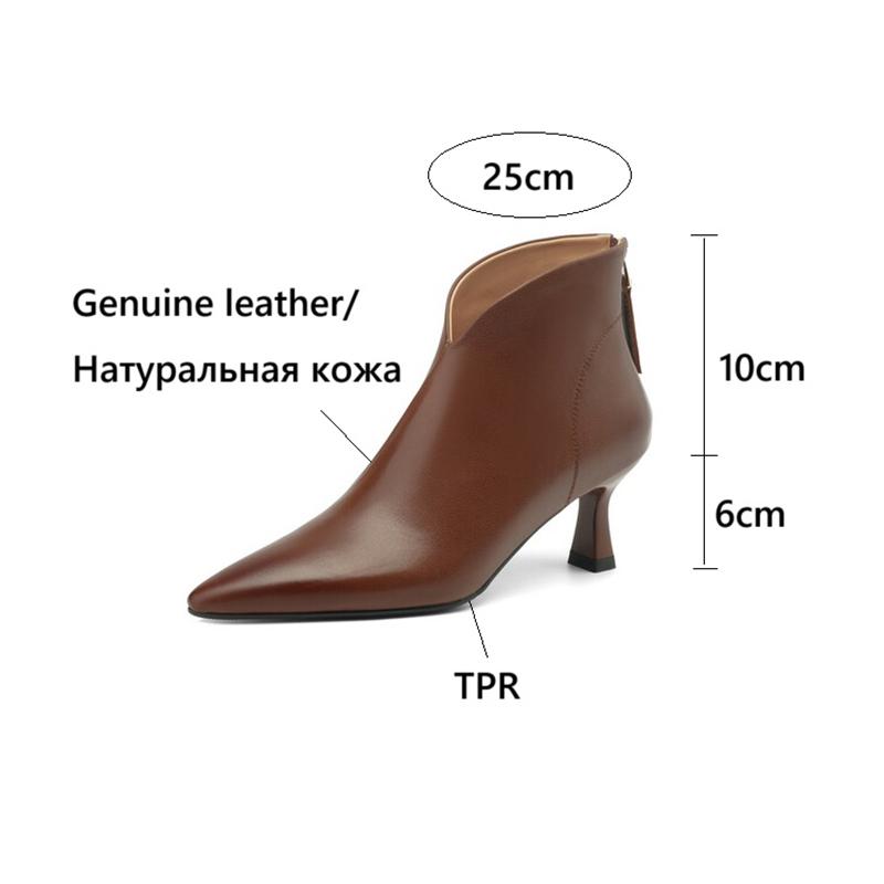 Fashion NEW Autumn Women Boots Pointed Toe Thin Heel Shoes Genuine Leather Shoes Women High Heel Modern Boots Daily Shoes Zipper Boots
